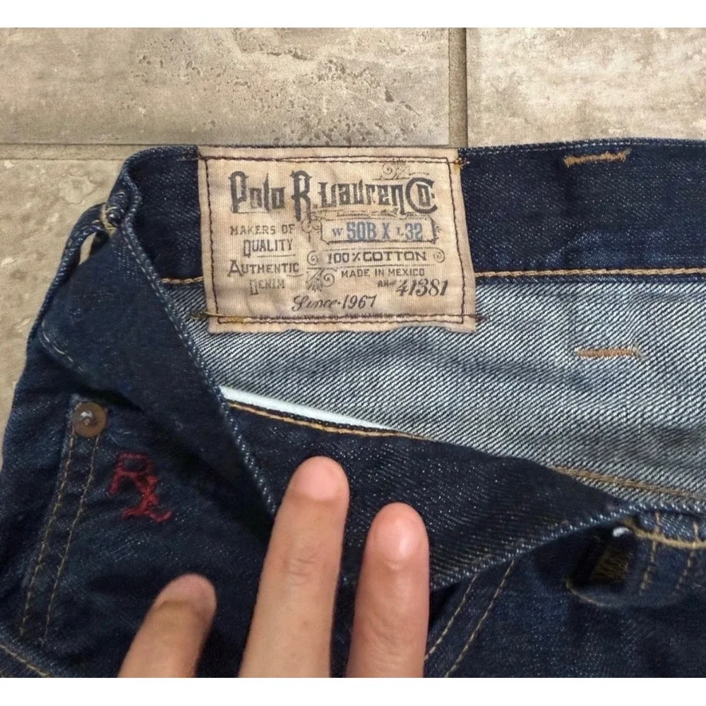 Polo Ralph Lauren Mens Big & Tall 50B x 32 Dark Wash Indigo Denim‎ Jeans